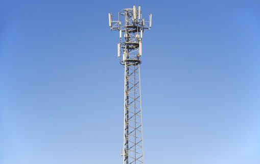 Telecommunications tower with antennas. Free public domain CC0 photo.