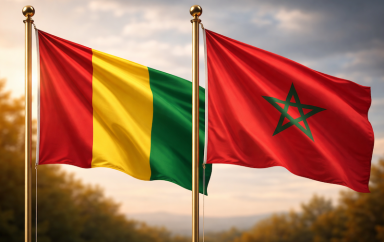 Drapeaux de la Guinée et du Maroc