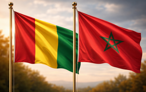 Drapeaux de la Guinée et du Maroc